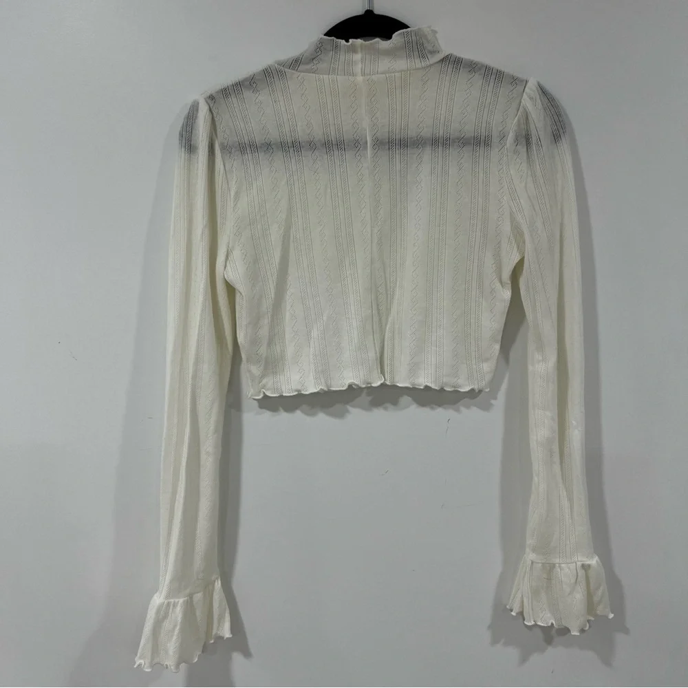 Free People Cream Ruffled Blouse